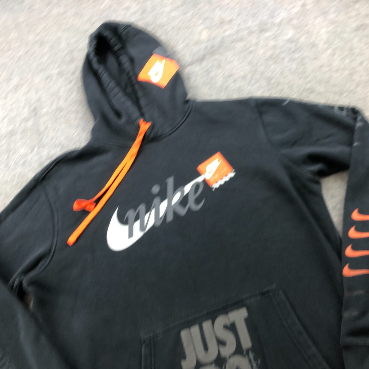 Nike Hoodie Mens Medium Black JDI Just Do It AOP Swoosh - Main Image