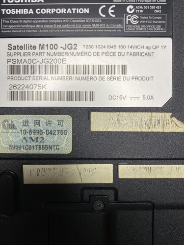 toshiba satellite laptop M100 - JG2 FOR PARTS - 第 7/7 張圖片