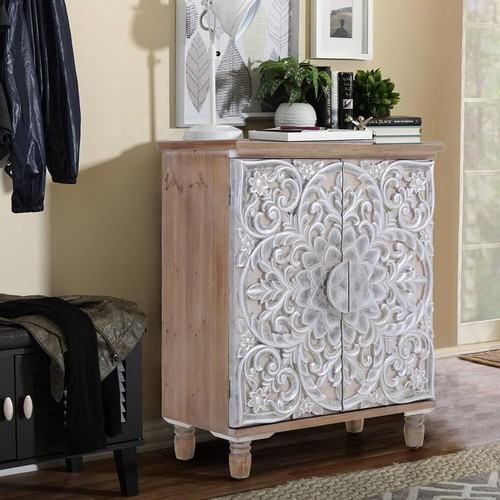 Storage Cabinet with 2 Door Entryway Cabinet Freestanding Accent Organizer - Picture 9 of 11