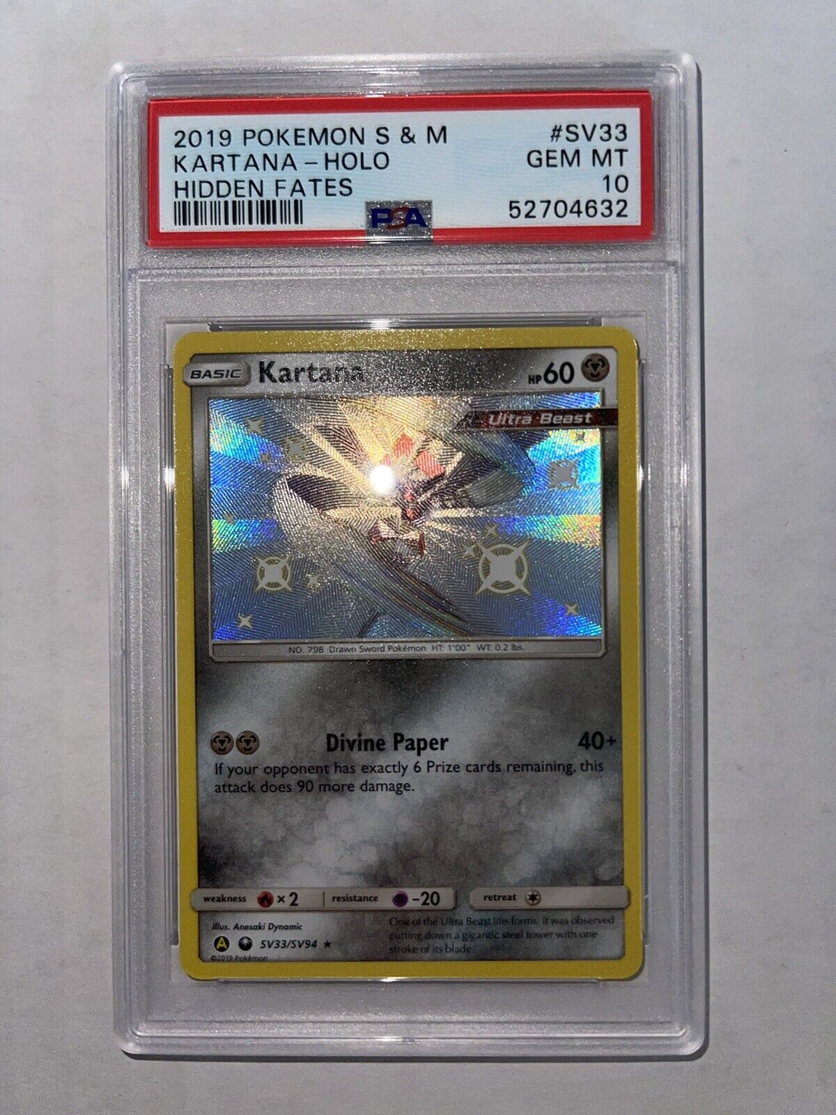 2019 Pokemon Kartana Holo Hidden Fates PSA Gem Mint 10