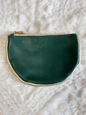 NEW Sseko Leather Green & Gold Crescent  Clutch Pouch