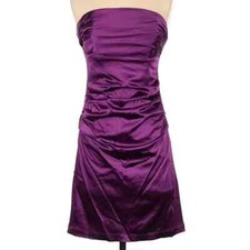 SUZI CHIN FOR MAGGY BOUTIQUE Strapless dress SATIN RUCHED purple mini sz 4