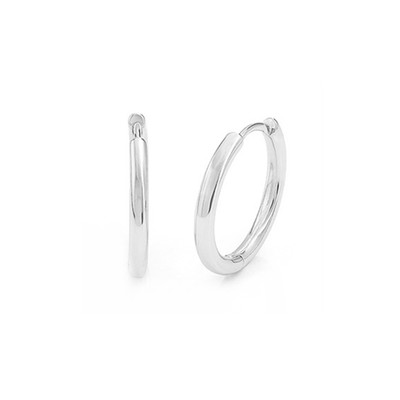 Sterling Silber 2 mm Band Huggie Sleeper Creolen 14 mm