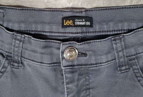 Lee Jeans Womens Size 6 Classic Fit Straight Leg Gray Stretch Denim Embroidered - Picture 2 of 5