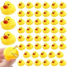 50 Pack Mini Rubber Ducky Float Duck Baby Bath Toy, Shower Part Birthday Party