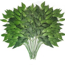 60Pcs Italian Ruscus Greenery Stems 18" Artificial Silk Greenery Leaves for D...