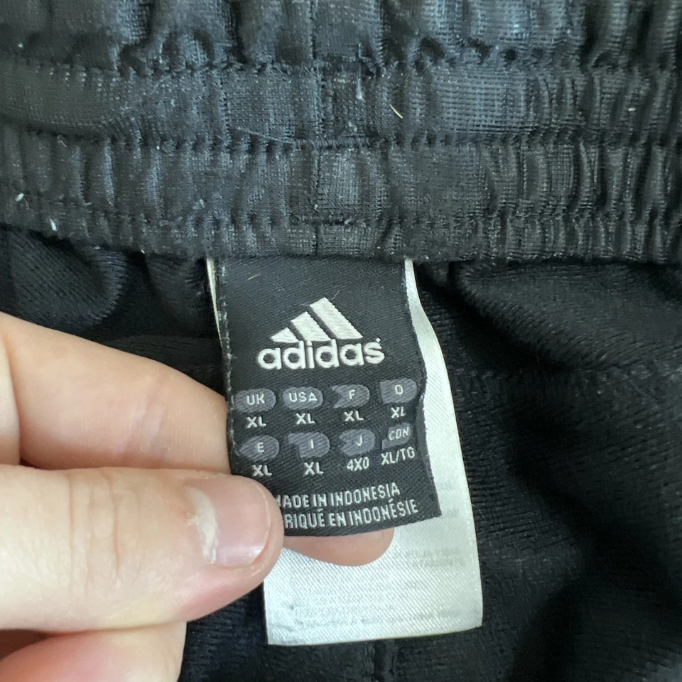 VTG Adidas Track Pants Mens XL Black White Striped Baggy Wide-Leg 20" Open Y2K - Image 4 of 4