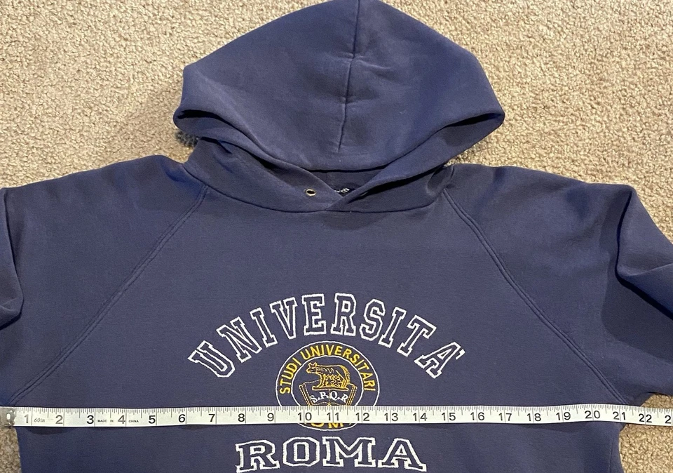 Sudadera Pullover Sudadera Vintage Años 90 Universita Roma Bordada Talla M Azul Foto 3 de 4