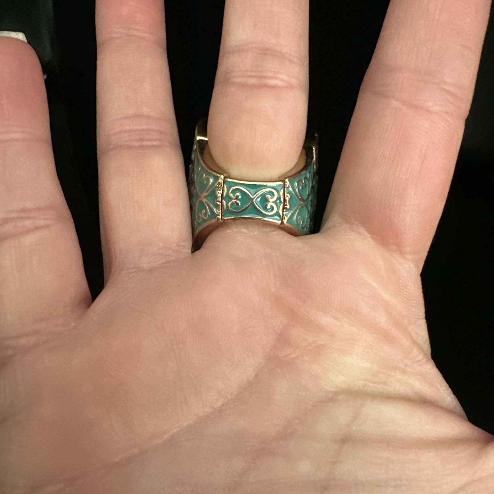 Vintage Extra Large Statement Ring With Enamel An… - image 2