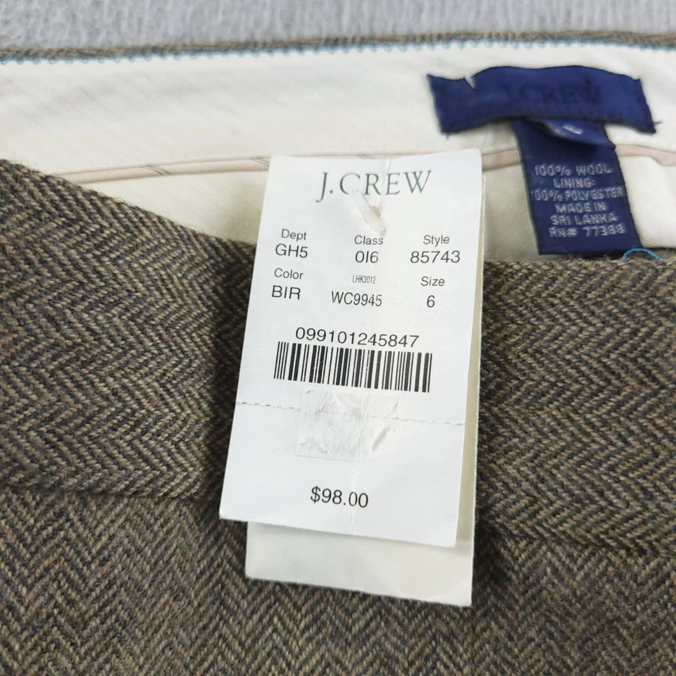 J Crew Shorts Womens 6 Brown Herringbone Wool City Fit Lined Dress Bermuda HOLE - Image 3 of 4