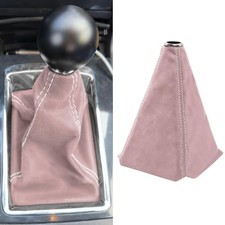 Car Shift Boot Cover, Stick Shift Cover, Suede Leather Pink/White