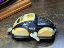 JB TOYS Wind-Up VW Police Car VINTAGE Forward/Reverse Lever WORKING Volkswagen