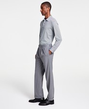 Michael Kors Pleated Classic Fit Pants Men's 38 x 32 Gray Heather Button Zip