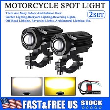 Motorcycle Auxiliary Led Light Driving Spotlights Whiteamber Fog Lights 2set