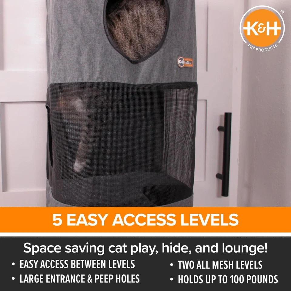 Hangin Cat Tree Condo 5 Level Door Mounted Cat Furniture, Space Saving, Mesh ... - Image 3 of 4
