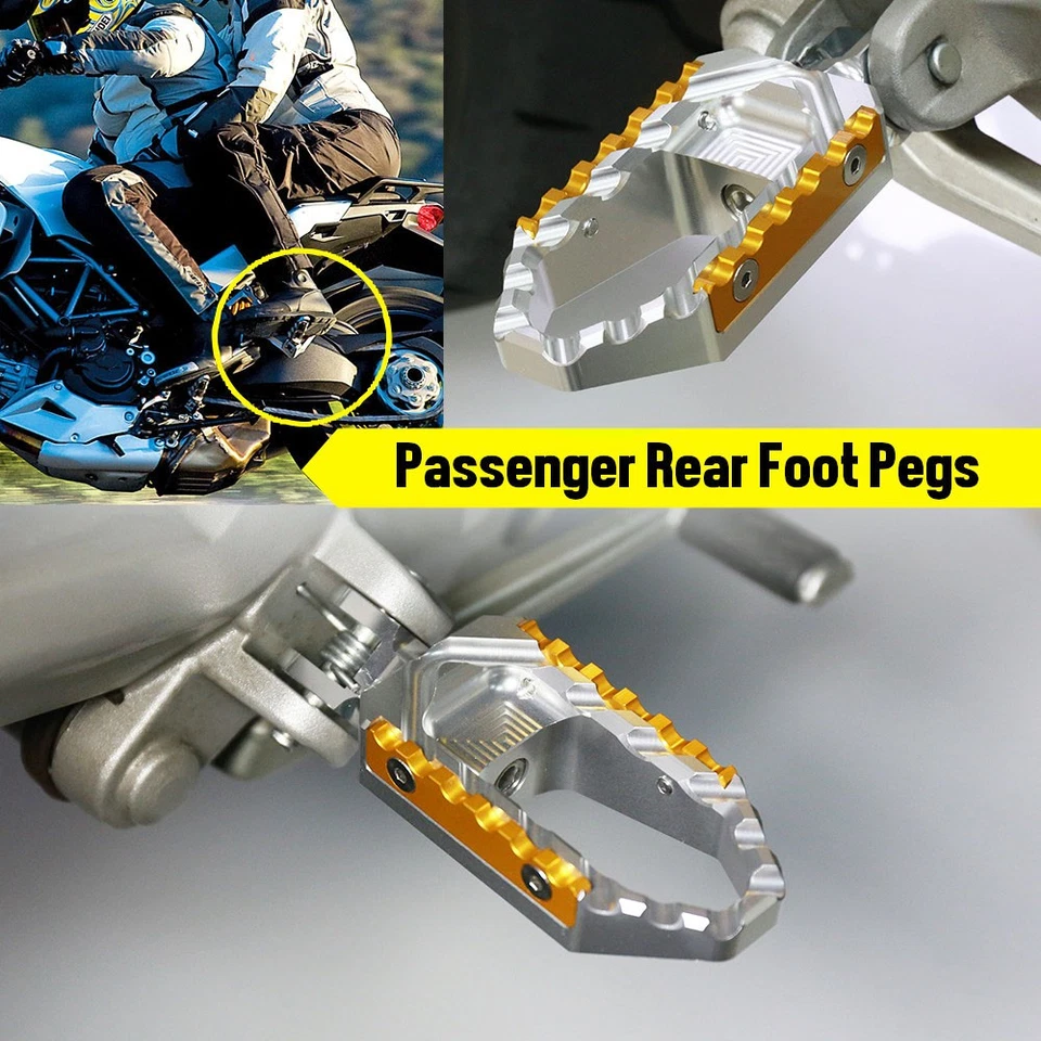 Clavijas traseras de pasajero TRC plateadas anchas Touring para Kawasaki Z900RS 2018-2020 Foto 2 de 4