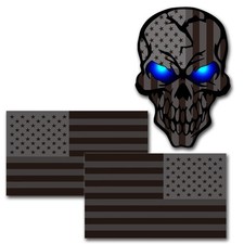 3 Pack 5.1 Reflective All Black American Flag Sticker