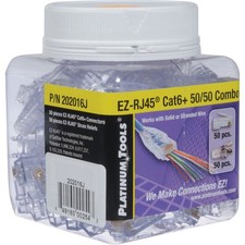 Platinum Tools EZ-RJ45 Cat 6 Connectors and Strain Relief Combo Kit, Jar of 100