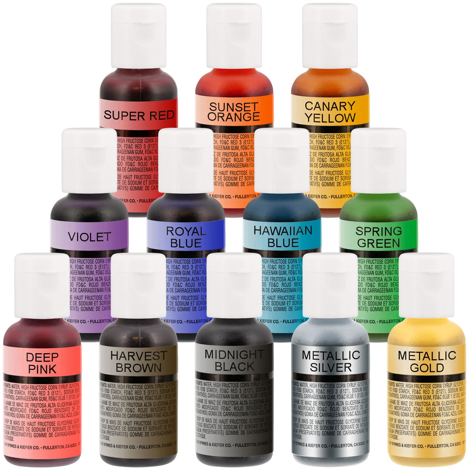 U.S. Cake Supply Complete Cake Decorating Airbrush Kit Compressor 12 Food Colors
