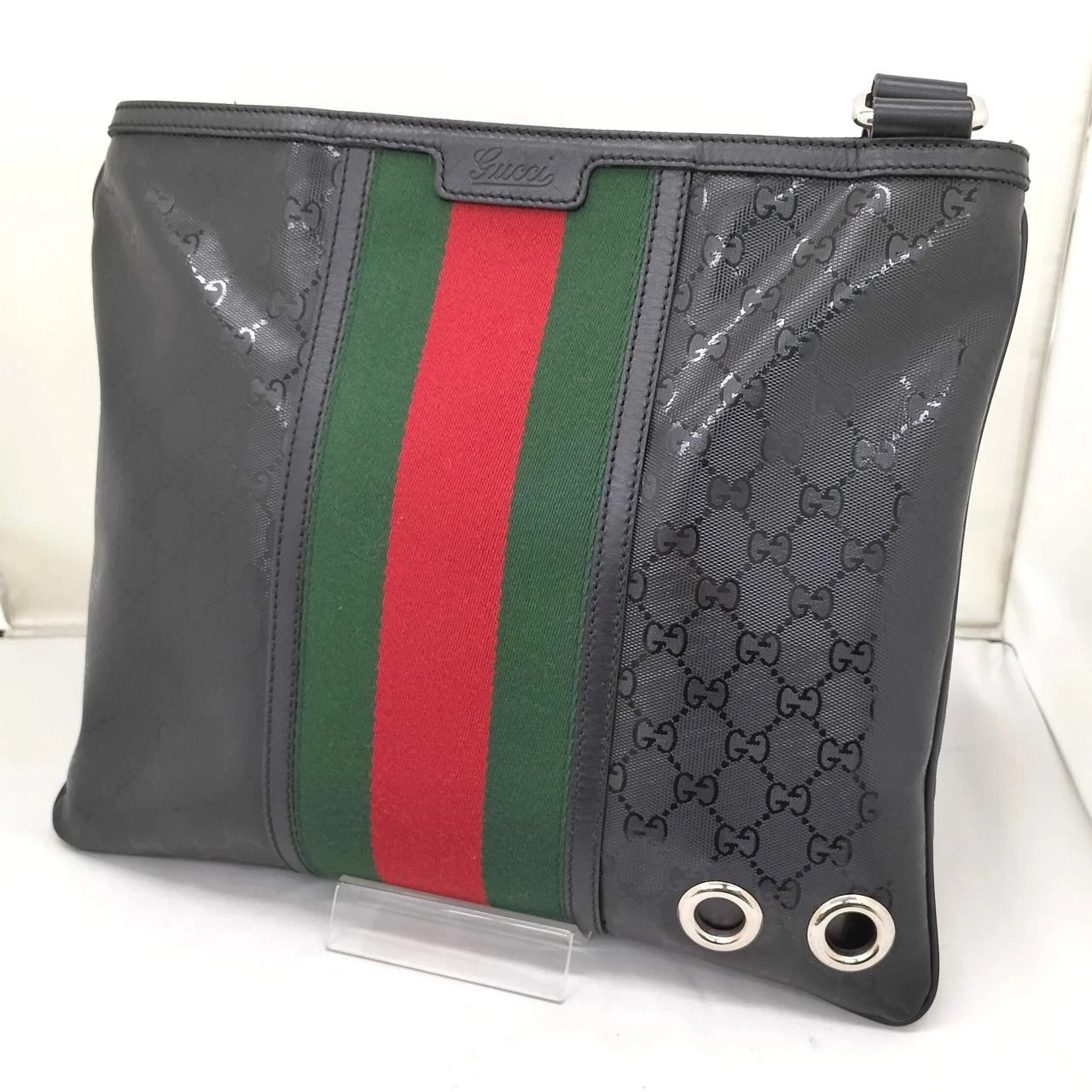 Sac GUCCI GG Implime Web Stripe bandoulière bandoulière bandoulière barre d'épaule 347991 bon état authentique G