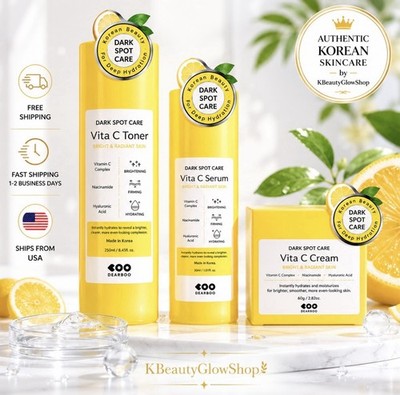 DearBoo Vita C Korean Skincare Set Toner Serum Cream Dark Spot Glow Hydration