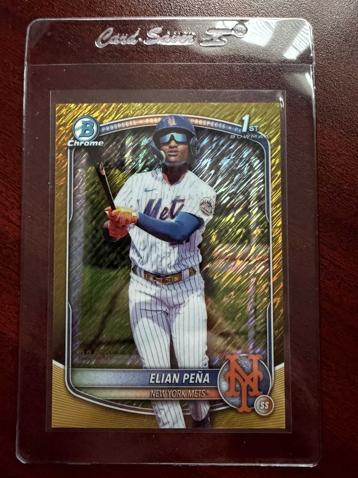 2025 Bowman Chrome Elian Pena 1st Bowman Gold Shimmer /50 Mets #BCP-155