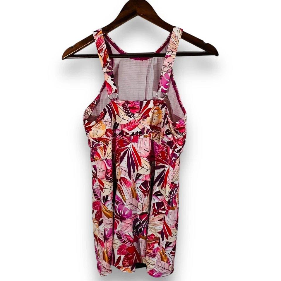 Fit 4 U Swimsuit Romper High Neck Tropical Floral Kapalua Pink Women’s 12 New - Image 4 of 4