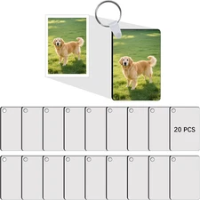 20 Pcs Sublimation Keychain Blanks Ornament bulk Rectangle Double sided Heat Pre