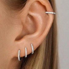 8pcs Alloy Hinged Hoop Huggie Ear Earrings for Women Girl Set Gift