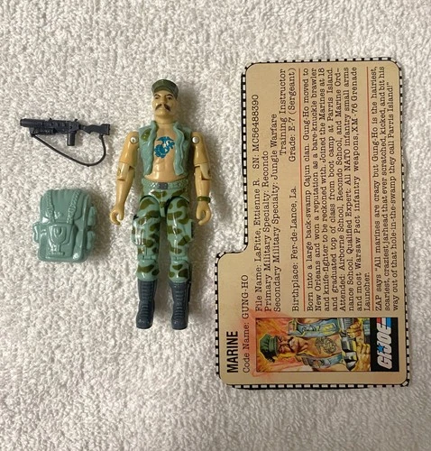 1983 Vintage GI Joe Cobra Lot Gung-Ho Marine Figure 100% Complete w File Card