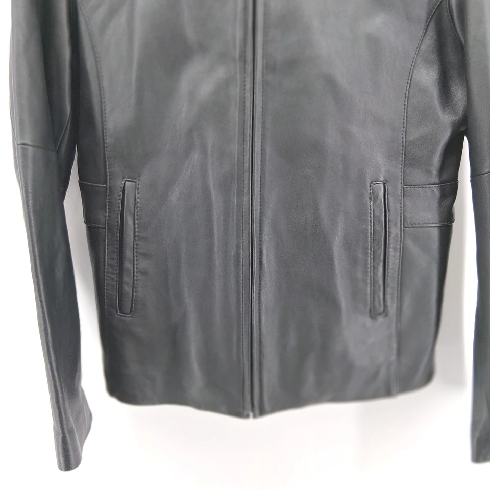 RO By Reilly Olmes Black Leather Jacket Women's Classic Zip Front L - Image 3 of 4