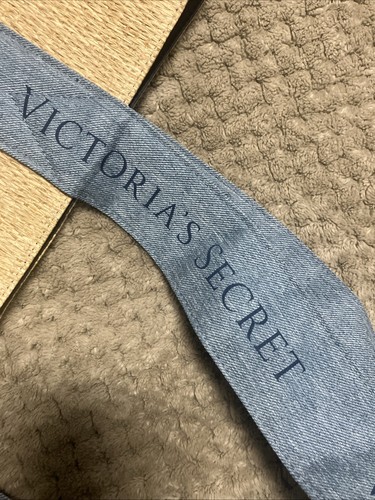 Victoria's Secret Straw Beach Tote Bag Large Weekender Travel Logo Blue Beige - Picture 3 of 8
