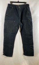 Vintage Y2K Carhartt Men's Black B01 Double Knee Duck Work Dungaree Sz 36x32