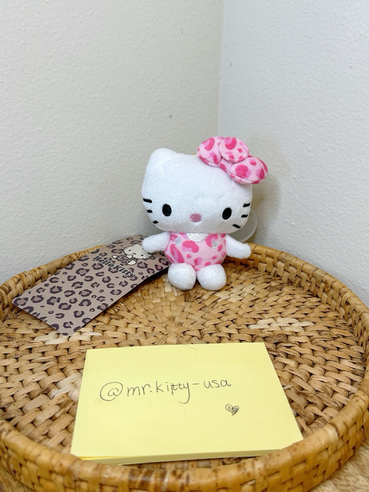 Sanrio 2024 Hello Kitty Pink Leopard Print 50th Anniversary Limited 4.5” Plush