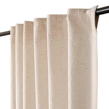 Natural Linen Tab Top Curtains 50x96 inch Set of 2 Panels - Long Flax Drapes ...
