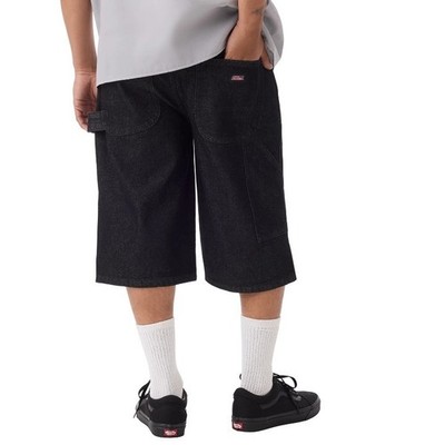 Dickies Loose Fit Carpenter Denim Shorts Black Baggy Jorts NWT