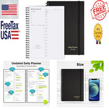 Undated Daily Planner Notebook A5 Black with To Do List and Schedule Pages