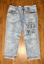 Vintage PEPE JEANS 50x33 Blue Patchwork Wide-Leg Embroidery Stitch-Details NWT