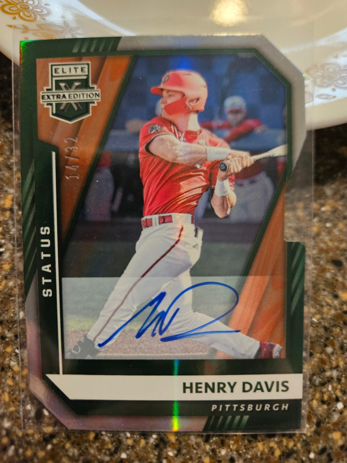 2021 Elite Extra Signatures Status Green Die Cut Auto Henry Davis RC #1 #14/32