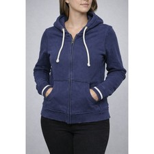 Mitchell Ness Women's Full Zip Hoodie Small Blue Distressed Sweatshirt NWOT