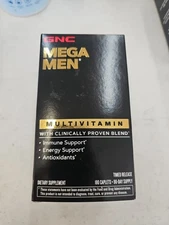 GNC Mega Men Multivitamin, Timed-Release, 180 Caplets. EXP : 3/27 NIB