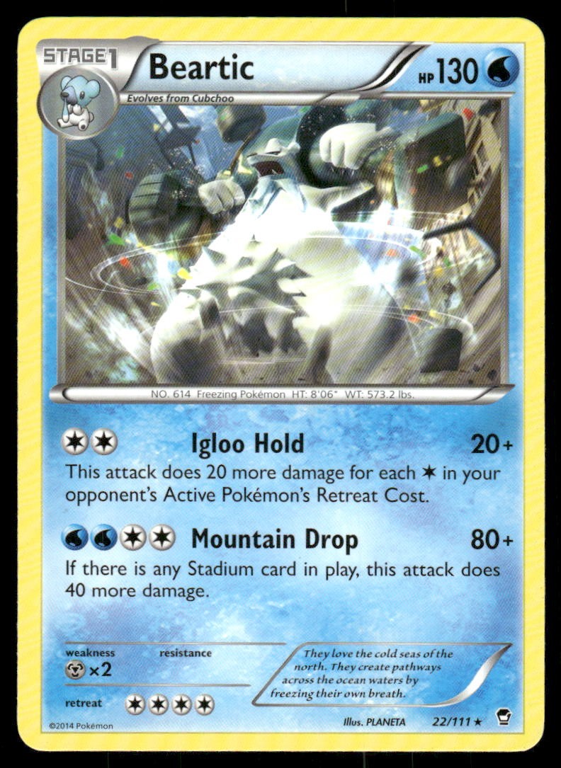2014 Pokemon Beartic Rare Furious Fists 22/111 DMG