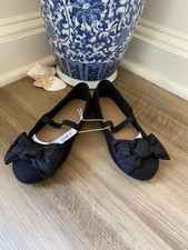 Black Velvety Bow Design Mary Jane Flats Girls Size 13 NEW