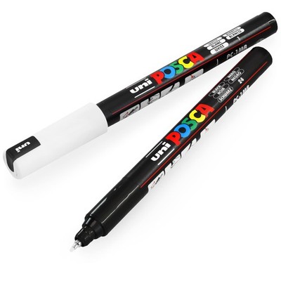 POSCA Uni PC-1MR 0.7mm Paint Marker - 1 Count (Pack of 2), Black and White 
