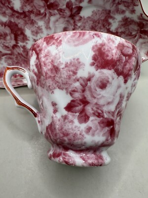 Old World Collection Herman Dodge Tea Cup & Sandwich Saucer Pink Roses, 9 