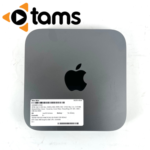 Apple Mac Mini 2018 A1993 i3-8100B 3.6GHz 8GB DDR4 121GB SSD MacOS Ventura B+
