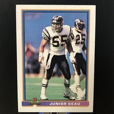 1991 Bowman Junior Seau San Diego Chargers #455 Football Card Free Shipping