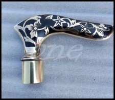 New Handmade Victorian Solid Brass Black Designer Head Handle For Walking Stick