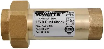 LF7RU2-2 Lead-Free Brass MPT Dual Check Valve, 3/4-Inch, 1-Piece