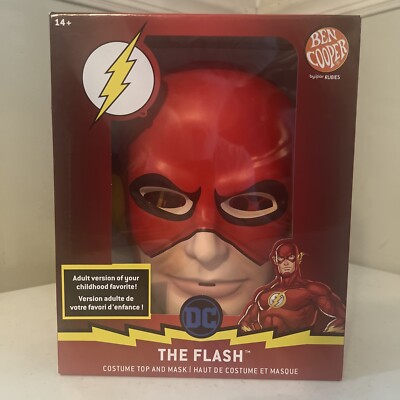 Ben Cooper Rubies DC The Flash Retro Mask and Costume Top Adult Version ~New~